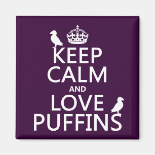 Imã Mantenha a calma e ame papagaio-do-mar (alguma cor