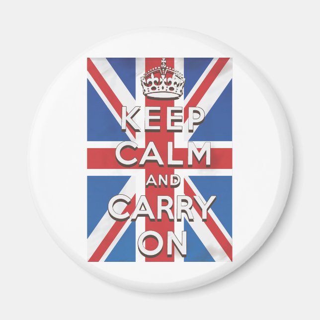 Imã Mantenha a Calma e Continue British Flag (Frente)