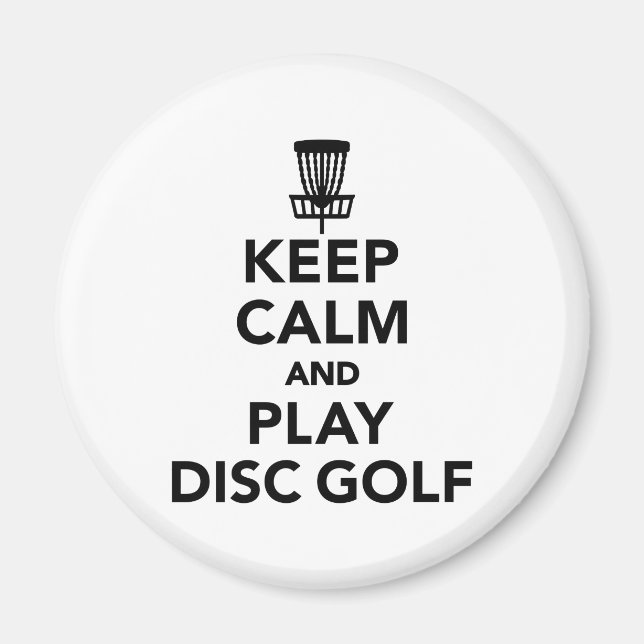 Imã Mantenha a calma e jogue golfe no disco (Frente)