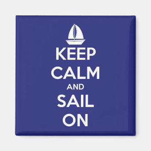 Imã Mantenha a calma e navegue no ímã quadrado azul