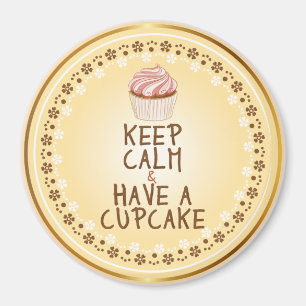 Imã Mantenha a Calma Tenha um Cupcake - fundo elegante
