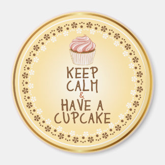 Imã Mantenha a Calma Tenha um Cupcake - fundo elegante