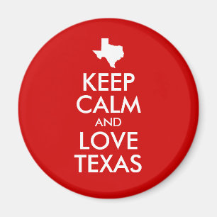 Imã Mantenha Calma e Amor no Texas Vermelho