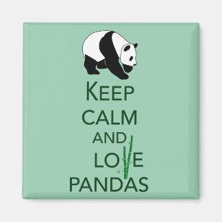 Imã Mantenha calma e amor Pandas com Impressão de Arte