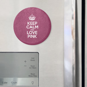 Imã Mantenha Calma e Amor Rosa - Couro Rosa
