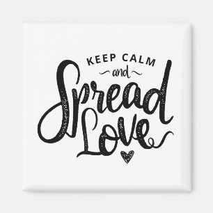Imã Mantenha calma e espalhe amor tipografia desenhada