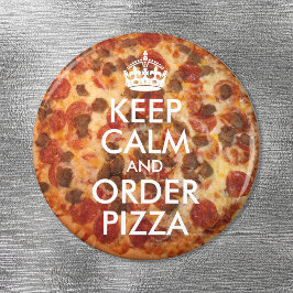 Imã Mantenha calma e faça pedidos de pizza fotográfica