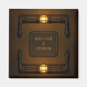 Imã "Mantenha Calma e Vapor", Steampunk, Idade da Máqu