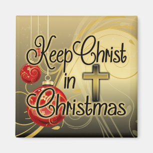 Imã Mantenha o cristo no Natal, ouro/cristão vermelho