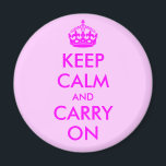 Imã Mantenha-se Calmo e Mantenha-se no Magnet<br><div class="desc">Crie seu próprio design "Mantenha-se Calmo e continue ligado" baseado no poster vintage. Você pode parodiar a escolha da palavra ou alterar a cor do plano de fundo se quiser criar um ímã personalizado.</div>