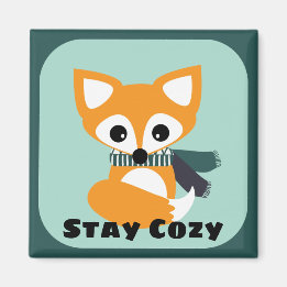 Imã Mantenha-Se Cozy Inverno Fox 2 Polegadas