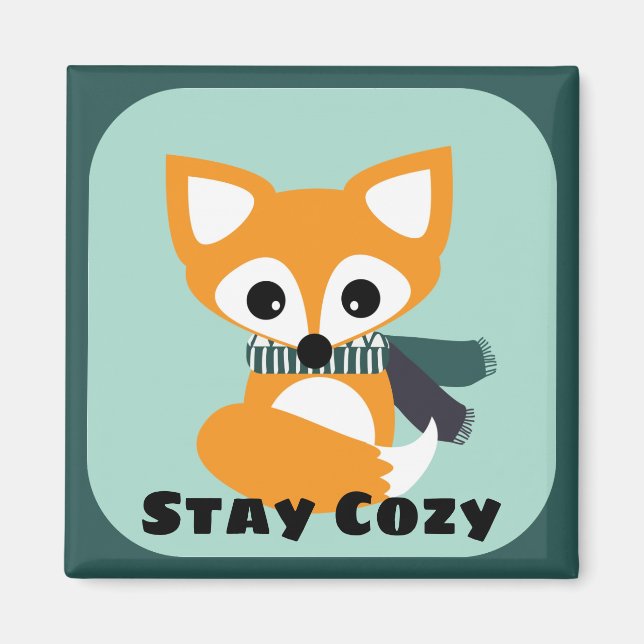 Imã Mantenha-Se Cozy Inverno Fox 2 Polegadas (Frente)