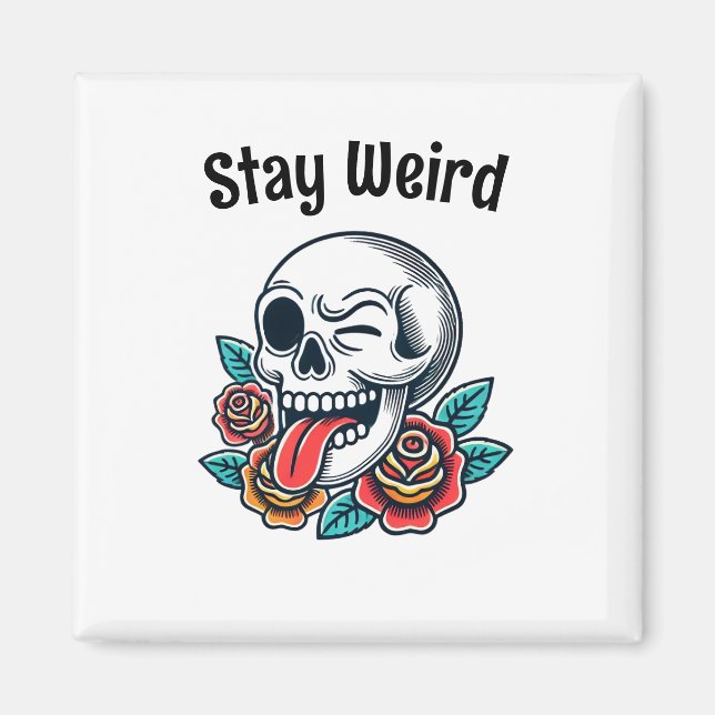 Imã Mantenha-se estranho no crânio retrô (Frente)