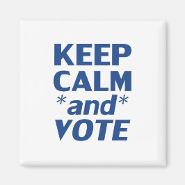 Imã "manter a calma e votar" azul, branco -