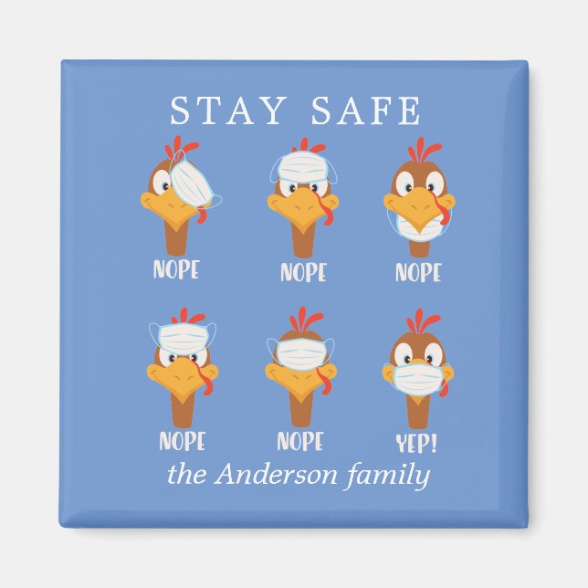 Imã manter seguro máscara de peru monograma pandêmico (Frente)