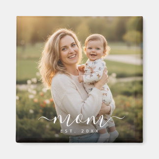 Imã Manuscrito Branco Minimalista Mãe Ano Passado