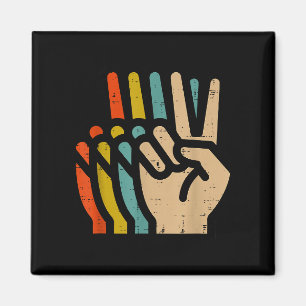 Imã Mão da Paz Cores Retro Vintage Anos 70 Hipe Homens