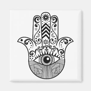 Imã Mão de Hamsa preto e branco