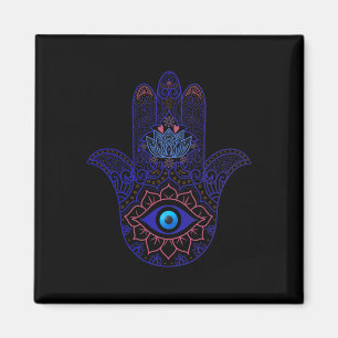 Imã Mão Hamsa Olho Azul do Mal Yoga - Símbolo Espiritu