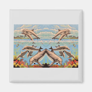 Imã Mão Pintada Por Número   Golfinhos Reproduzíveis  