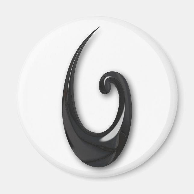 Imã Maori-Fish Hook-obsidian (Frente)