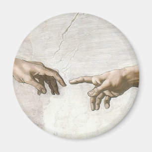 Imã Mãos de Michelangelo Criação de Adão Arte Fina