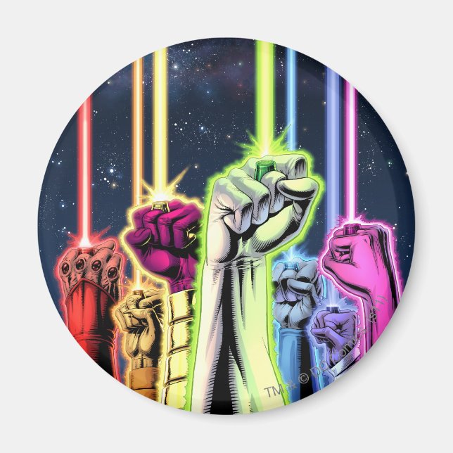 Imã Mãos no ar com anéis - Cor (Frente)