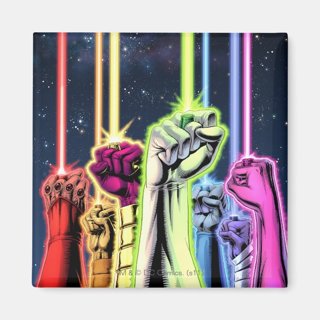 Imã Mãos no ar com anéis - Cor (Frente)