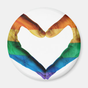Imã Mãos Pintadas como Coração Arco-Íris