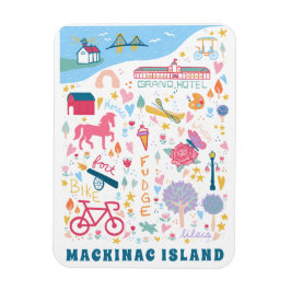 Ímã Map Island Michigan Mackinac Coisas Favoritas