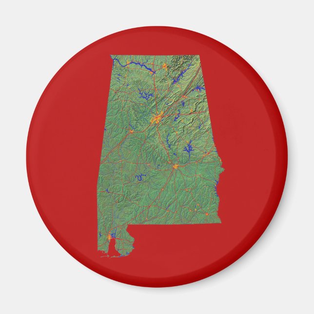Imã Map Magnet do Alabama (Frente)