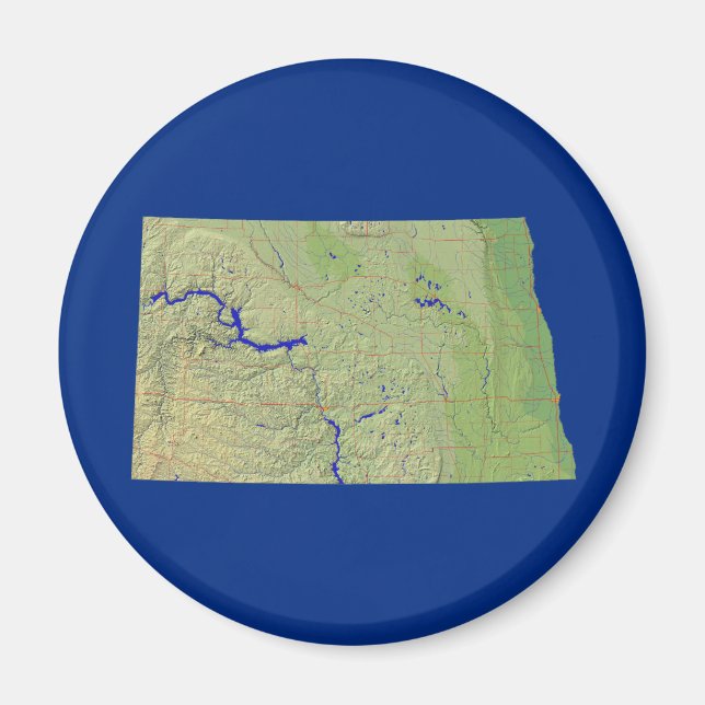 Imã Map Magnet do Dakota do Norte (Frente)