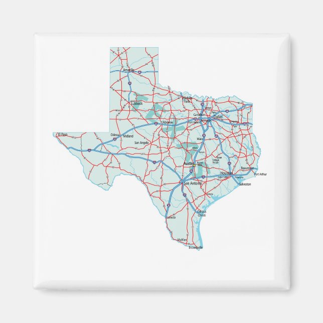 Imã Map Magnet do Texas Interstate (Frente)