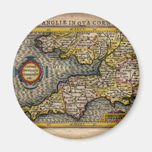 Imã Mapa 1610 de Cornualha, de Devon, de Somerset,