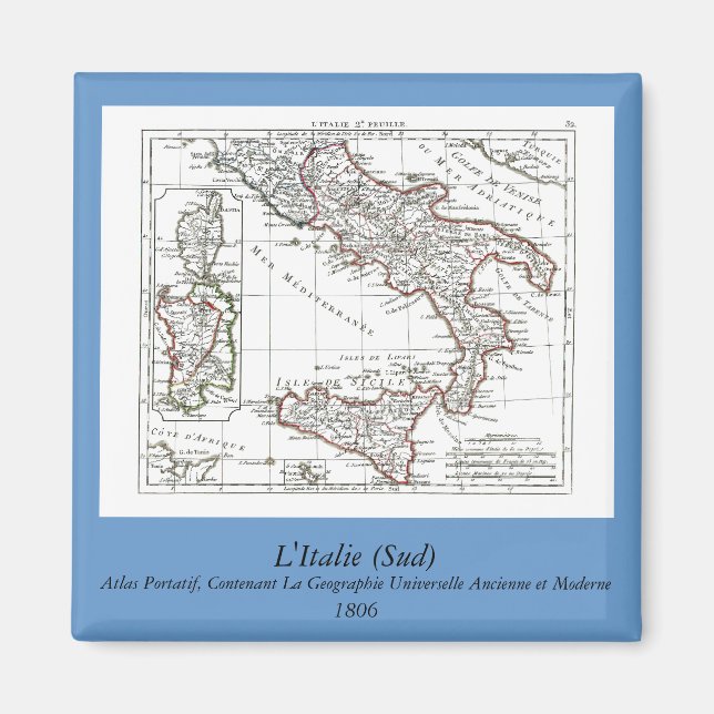 Imã Mapa 1806 - L'Italie (Sud) (Frente)
