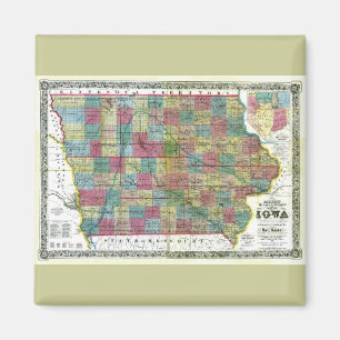 Imã Mapa 1856 velho de Iowa