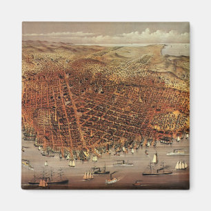 Imã Mapa Aéreo Antigo, Cidade de São Francisco, Califó