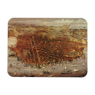 Ímã Mapa Aéreo Antigo, Cidade de São Francisco, Califó
