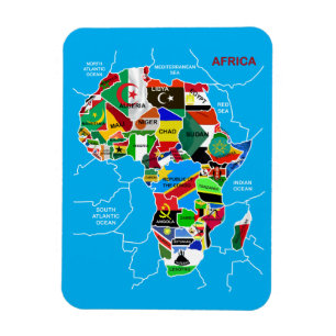 Ímã Mapa africano com bandeiras