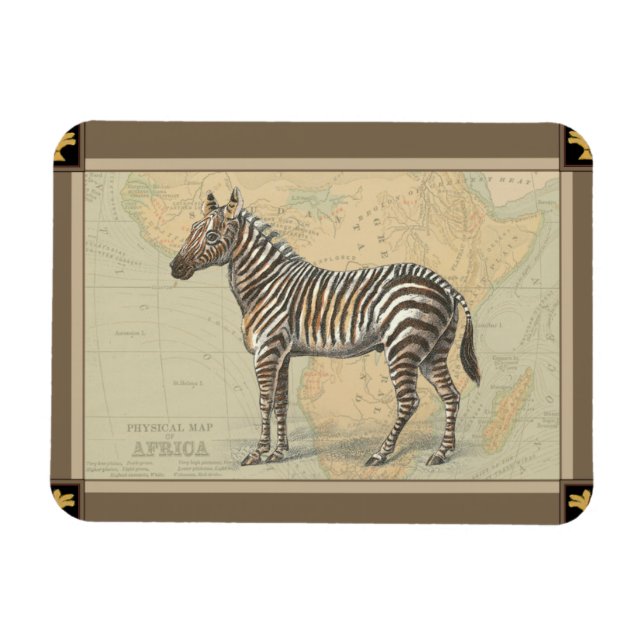 Ímã Mapa africano e zebra (Horizontal)