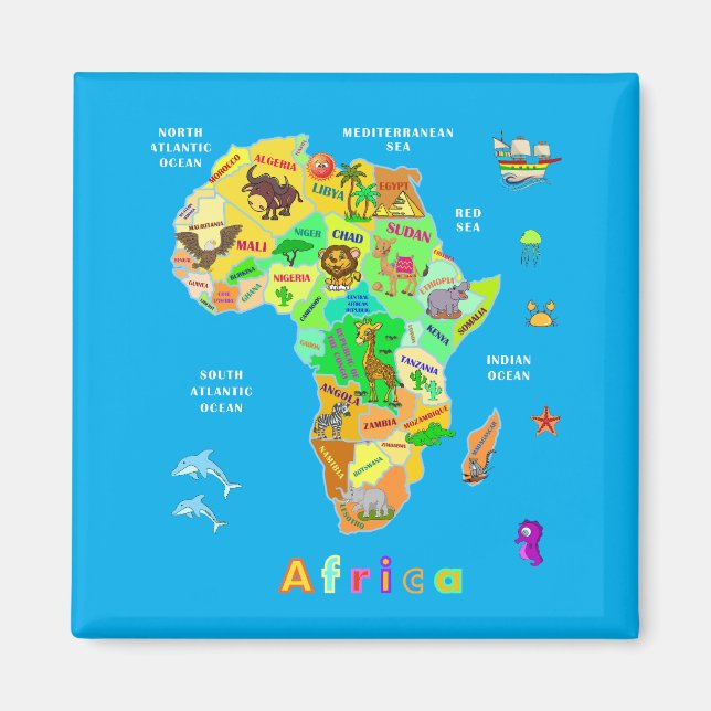 Imã Mapa Africano para Crianças (Frente)