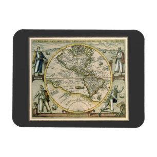 Ímã Mapa Antigo, America Sive Novus Orbis, 1596