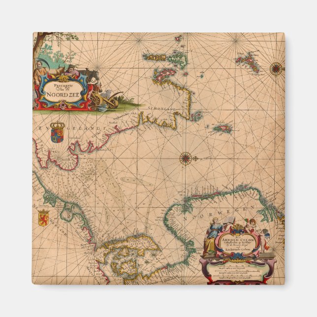 Imã Mapa antigo antigo inspirado (1) (Frente)
