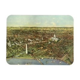 Ímã Mapa Antigo com Vista Panorâmica de Washington DC