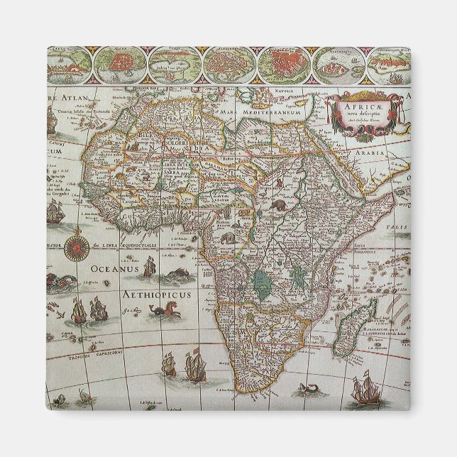 Imã Mapa antigo da África, c. 1635 (Frente)