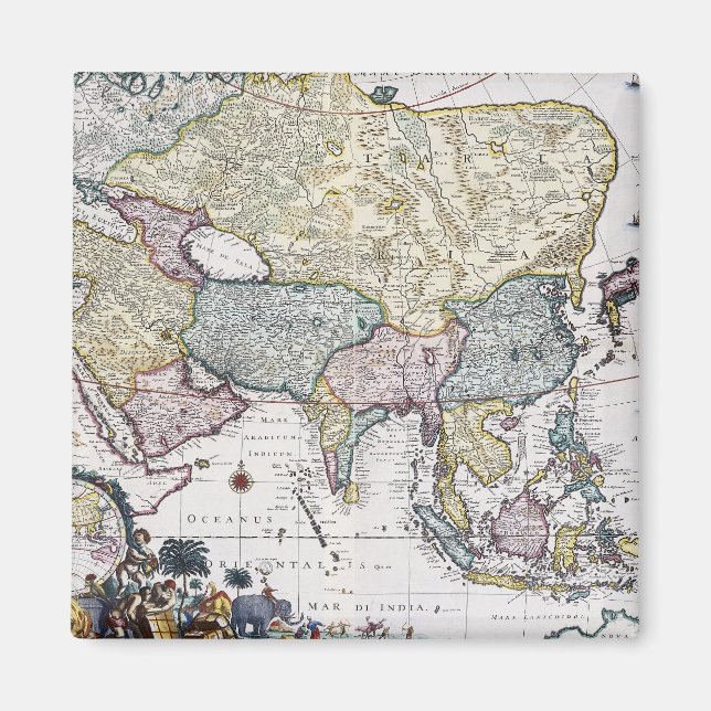 Imã Mapa antigo da Ásia | 1696 (Frente)