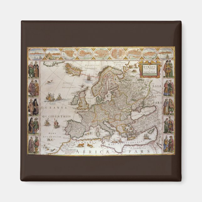 Imã Mapa antigo da Europa por Willem Jansz Blaeu, c161 (Frente)