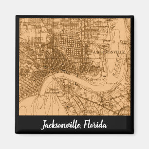 Imã Mapa antigo da Jacksonville Florida