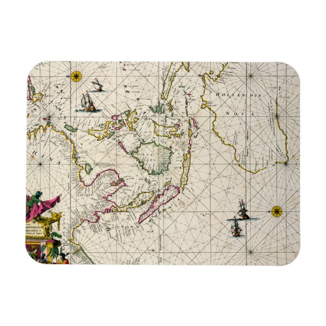 Ímã Mapa antigo das Índias Orientais (Horizontal)