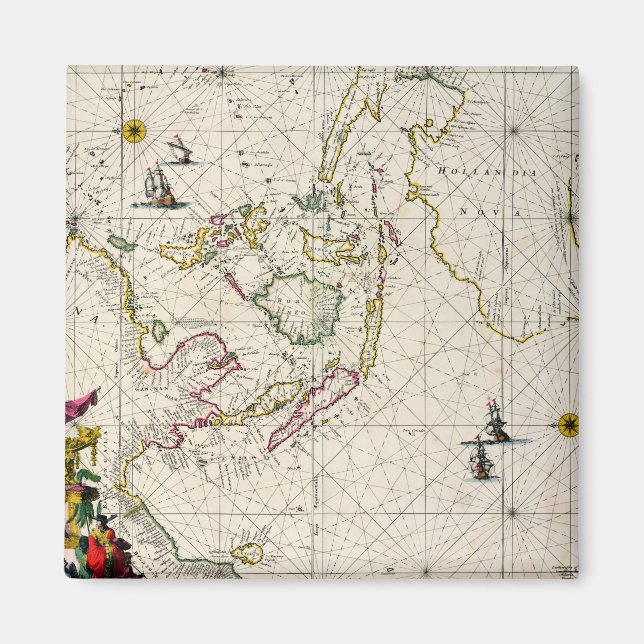Imã Mapa antigo das Índias Orientais (Frente)